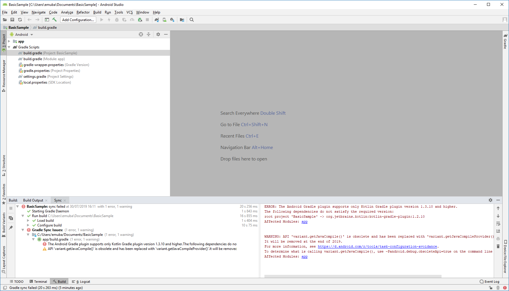 error that appears after installing Build Tools