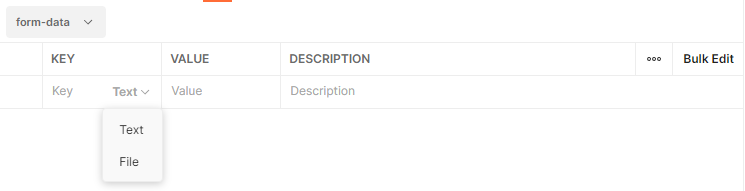 Figure 18 - The form-data editor showing the data type menu.