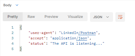 Figure 17 - The output from the request sent with our preset headers.