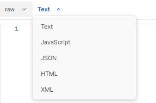 Figure 20 - The drop-down menu showing the types of raw data we can send to the API.