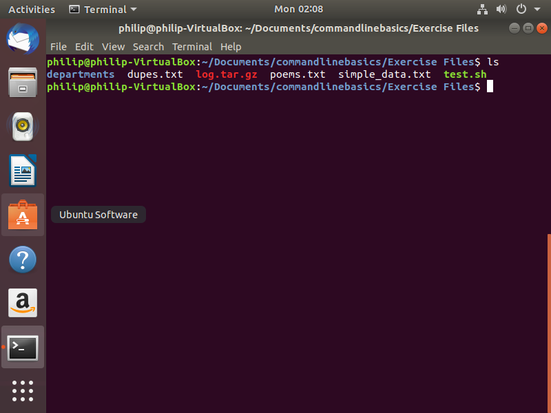 Figure 3 - a directory listing of the Exercise Files folder