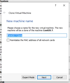 the Clone Virtual Machine wizard from the course video