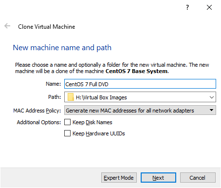 the Clone Virtual Machine wizard from my own install of Virtual Box