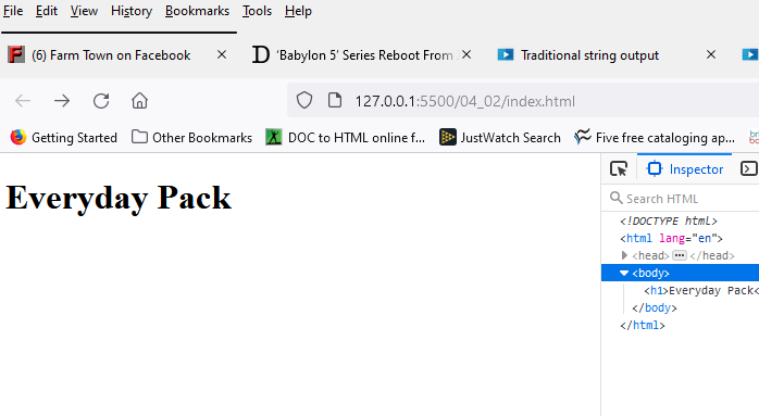 The result of using string concatenation to build a string with our HTML
