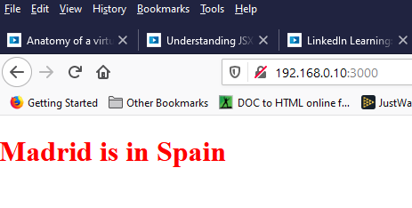 Figure 28 - this is our <h1> tag again, this time with modifications to the font and font colour which were added to the index.html file in a style tag