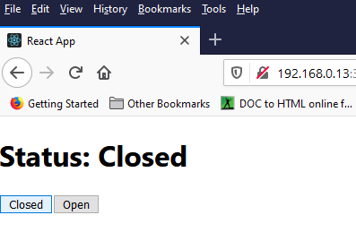 Figure 73 - the app with our two buttons which change the app status added