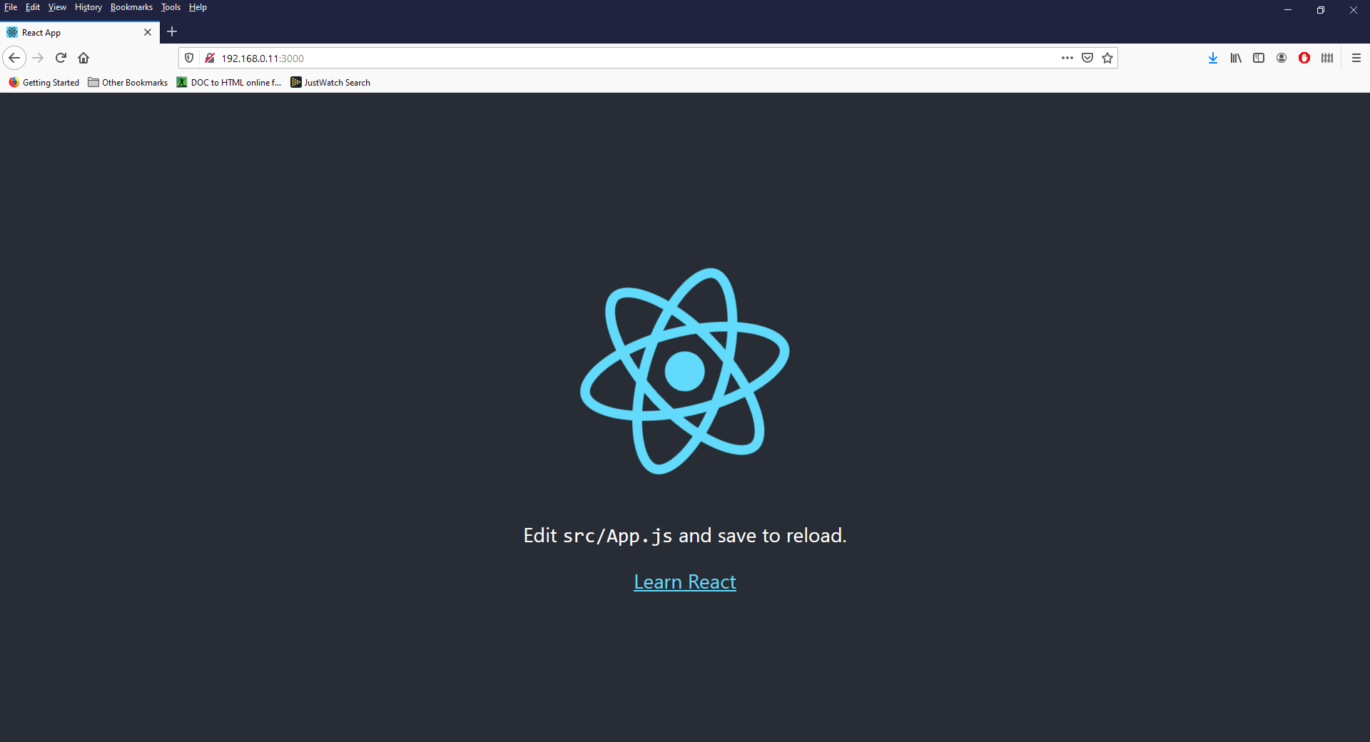 Figure 6 - the result we see when we view our app in a browser